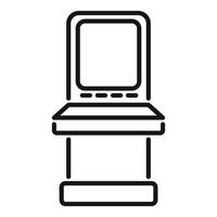 Arcade game machine with buttons and screen standing on platform vector