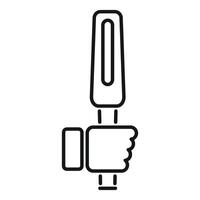 Hand holding uv disinfection lamp sterilizing surface icon outline vector