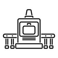 Airport security checkpoint with baggage being scanned on a conveyor belt vector