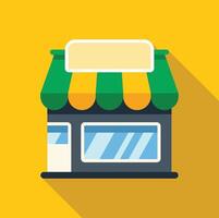 Small business storefront facade with awning and blank sign for branding vector