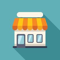 Small business storefront facade with awning and blank sign representing local shop vector