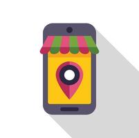 Online shop showing location pin on smartphone screen vector