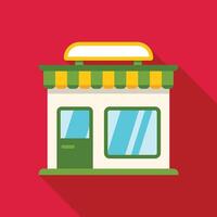 Small business storefront building facade with awning sign vector