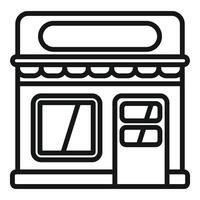 Small business storefront with awning and large window display vector