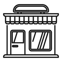 Street store building facade with awning showing open shop vector