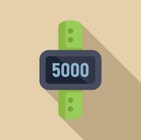 Fitness tracker displaying 5000 steps on green strap vector