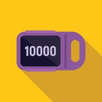 Pedometer showing 10000 steps on yellow background vector