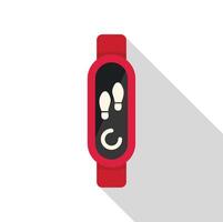 Red fitness tracker showing steps and calories burned icon vector