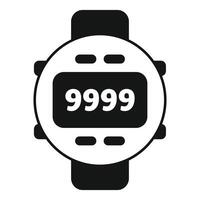 Digital wrist watch showing 9999 steps reaching fitness goal vector