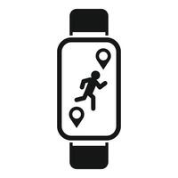 Smartwatch running app showing jogger on map icon vector