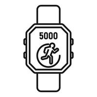 Smartwatch showing runner icon and 5000 steps counter vector