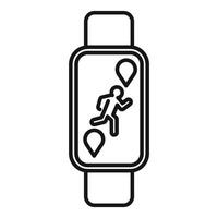 Smart watch showing running man and location pins icon vector