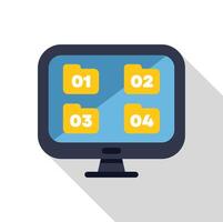 Computer monitor displaying four folders for data organization vector