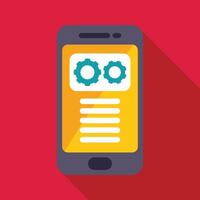 Smartphone showing settings screen with cogwheels and text lines vector