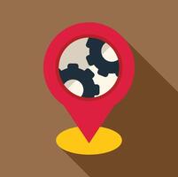 Location pin pointing location of engineering and industry with cogwheel icon vector