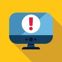Computer screen displaying warning message with exclamation point icon vector