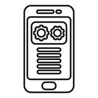 Smartphone showing gears on screen symbolizing mobile app development vector