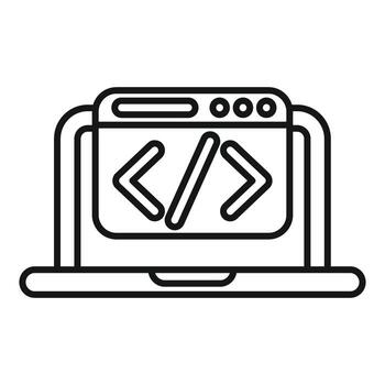 ordenador portátil demostración html código en pantalla para web desarrollo vector