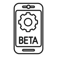 Smartphone showing beta version software with gear icon vector