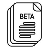 Beta version software development icon showing three documents with beta text for programmers vector