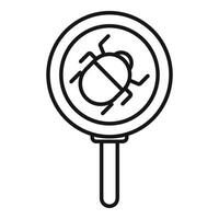 Magnifying glass detecting bug icon, system error symbol vector