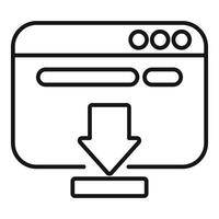 Download button clicking on website with arrow pointing down vector