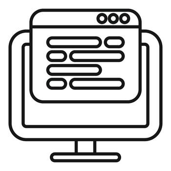 computadora mostrando código en pantalla, programación y software desarrollo concepto vector