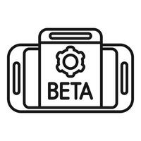Smartphone displaying beta version software with gear icon vector
