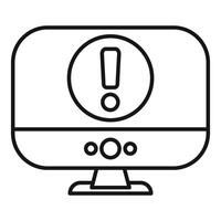 Computer monitor displaying warning message with exclamation mark icon vector