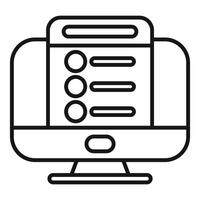 Computer showing online survey for market research vector