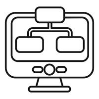 Computer showing data analysis with flowchart on screen vector