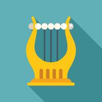 Golden harp standing on blue background with long shadow vector