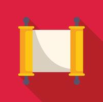 Blank ancient scroll hanging on red wall background vector