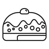 Delicious round cake with cherry topping and chocolate icing drizzled with sprinkles icon vector