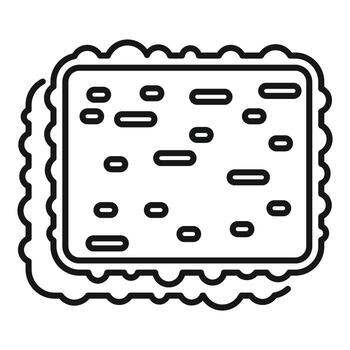 Line icon of a cookie being covered with chocolate and frosting vector