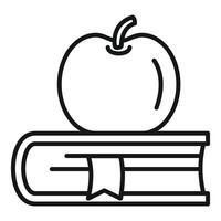 Apple resting on top of closed book with bookmark icon vector