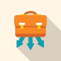 Orange briefcase receiving multiple downward arrows in flat design vector