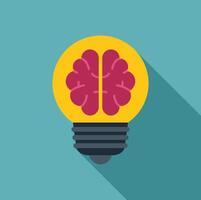 Brain working inside a light bulb generating an idea vector