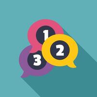 Speech bubbles showing numbers one two three representing data driven marketing strategy vector