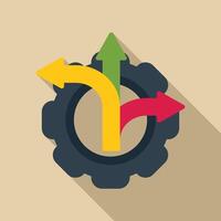 Choosing the best business strategy with gear and arrows vector
