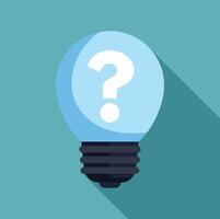 Light bulb showing question mark representing problem solving vector