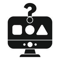 Computer screen displaying question mark with geometric shapes vector