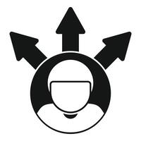 Manager choosing business direction with three arrows icon vector