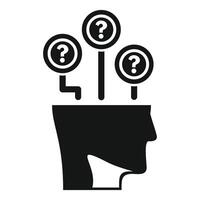 Human head with question marks generating ideas concept icon vector