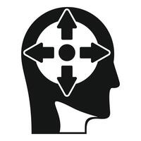 Human head silhouette with arrows pointing in different directions vector