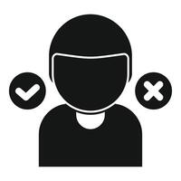 Person choosing between right and wrong icon vector