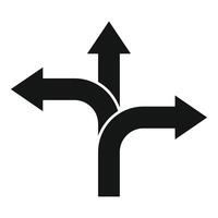 Three arrows pointing in different directions making a decision vector
