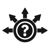 Question mark surrounded by arrows pointing in different directions vector