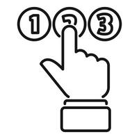 Businessman choosing second option from three numbered buttons vector