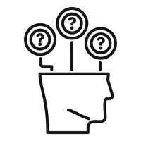 Human head with question marks growing from it symbolizing brainstorming and curiosity vector